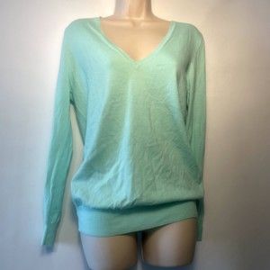j crew teal/mint green v neck line sweater nwt long sleeve size m